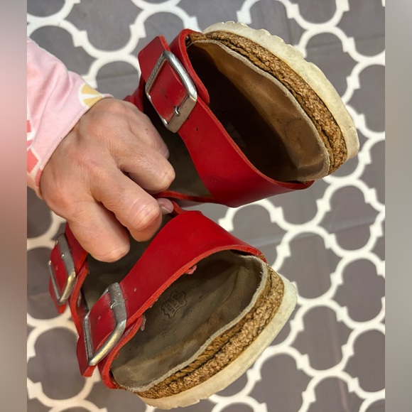 Birkenstock Arizona Birko Flor Red Womens Sandals 38/7.5 - Picture 9 of 14